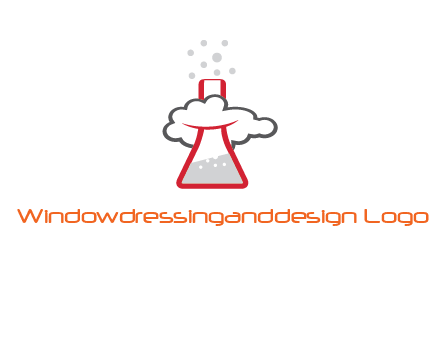 cloud around chemical flask research logo