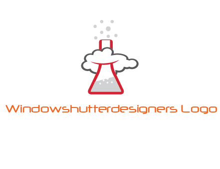 cloud around chemical flask research logo