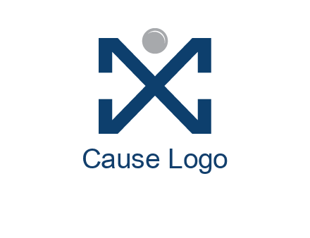letter X with circle forming people icon 