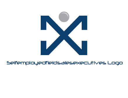 letter X with circle forming people icon 