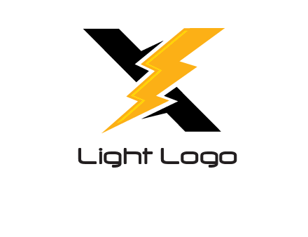 Letter X in lightening symbol
