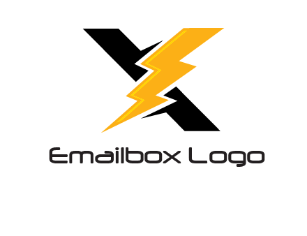 Letter X in lightening symbol