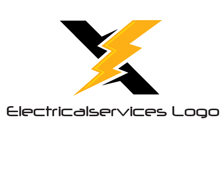 Letter X in lightening symbol
