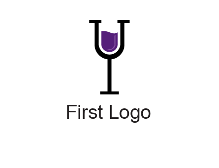 letter Y in wine glass