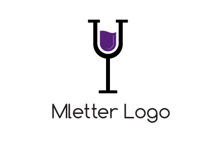 letter Y in wine glass