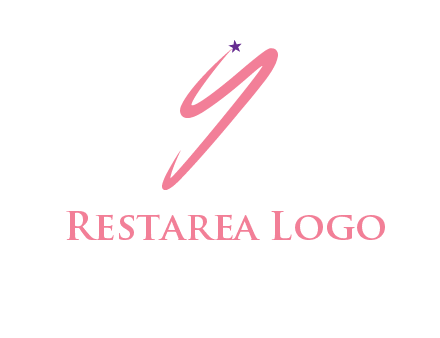 abstract brush stroke letter Y with star