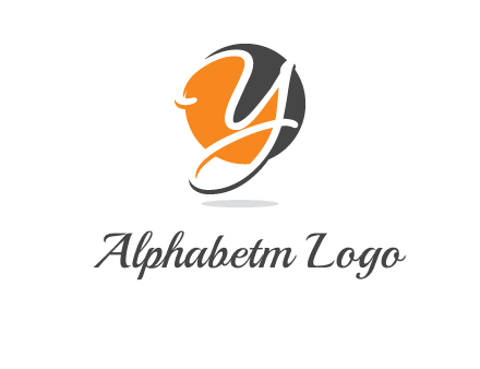 negative spacing script font letter Y in circle