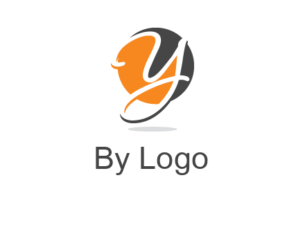 negative spacing script font letter Y in circle