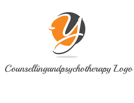 negative spacing script font letter Y in circle