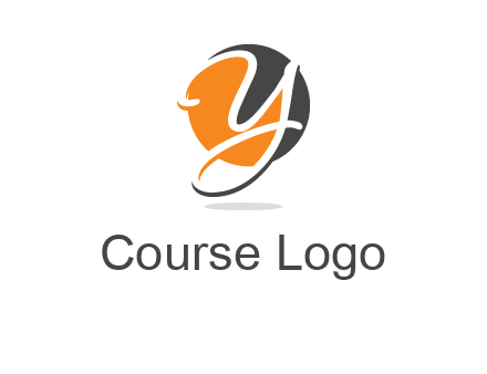 negative spacing script font letter Y in circle