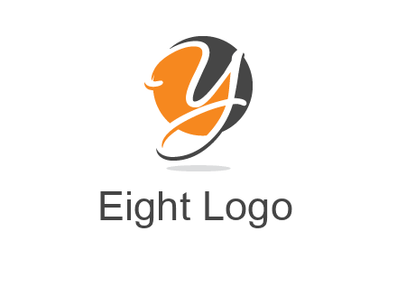negative spacing script font letter Y in circle