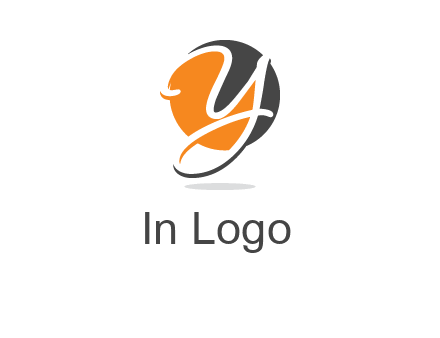 negative spacing script font letter Y in circle