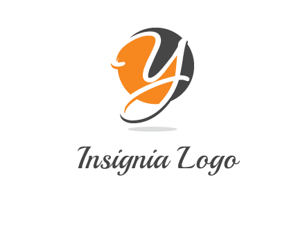 negative spacing script font letter Y in circle