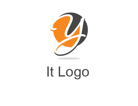 negative spacing script font letter Y in circle