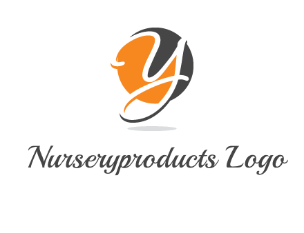 negative spacing script font letter Y in circle