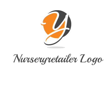 negative spacing script font letter Y in circle