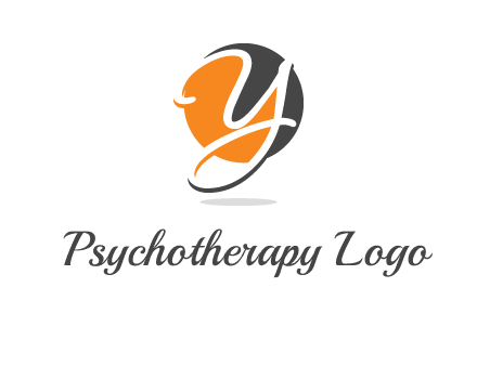 negative spacing script font letter Y in circle
