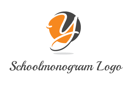 negative spacing script font letter Y in circle