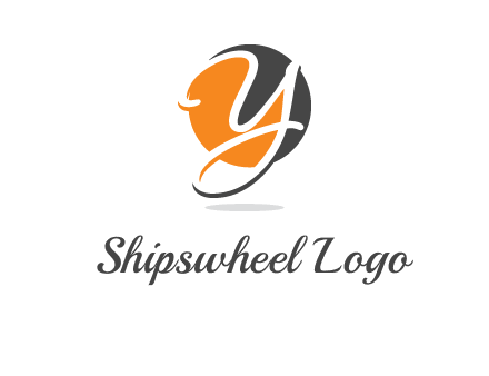 negative spacing script font letter Y in circle