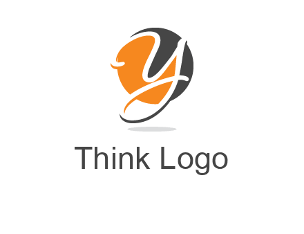 negative spacing script font letter Y in circle