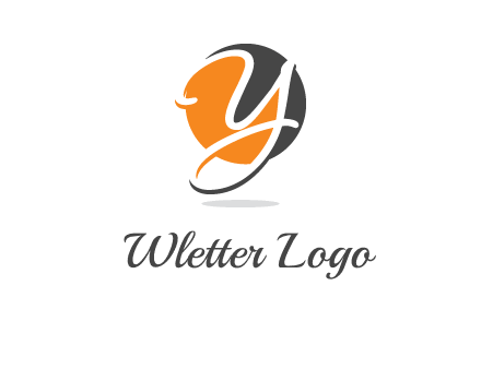 negative spacing script font letter Y in circle