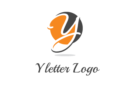 negative spacing script font letter Y in circle
