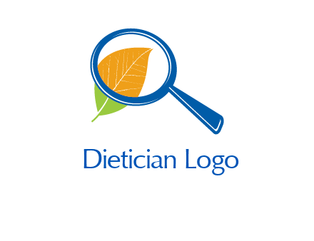 magnifying glass over leaf research logo
