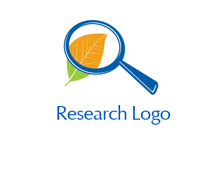 magnifying glass over leaf research logo
