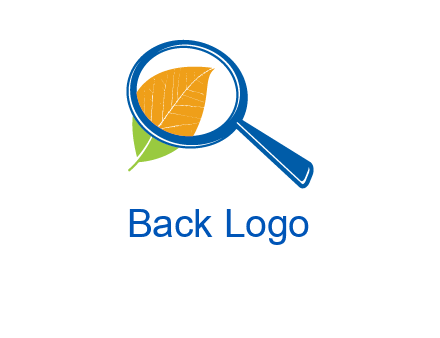 magnifying glass over leaf research logo