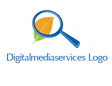 magnifying glass over leaf research logo