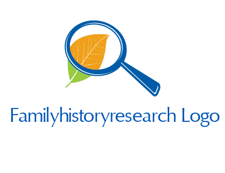 magnifying glass over leaf research logo