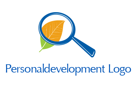 magnifying glass over leaf research logo