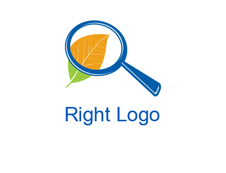 magnifying glass over leaf research logo