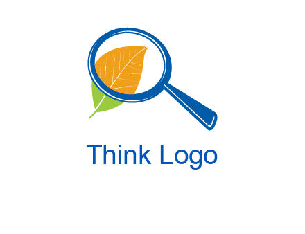 magnifying glass over leaf research logo
