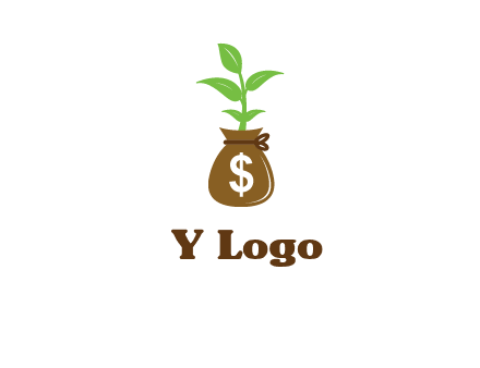 money bag with plant