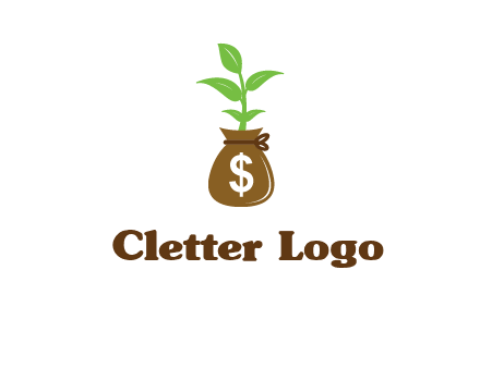 money bag with plant