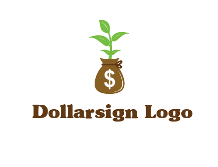 money bag with plant