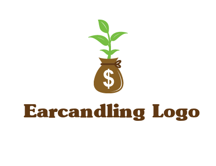 money bag with plant
