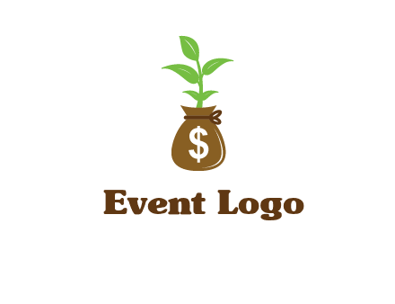 money bag with plant