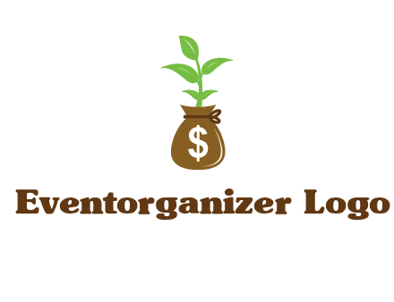 money bag with plant
