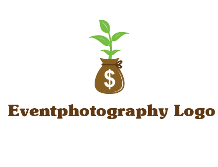 money bag with plant