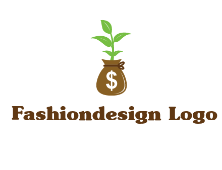 money bag with plant