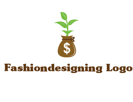 money bag with plant