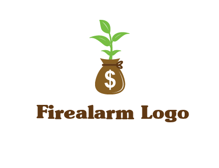 money bag with plant