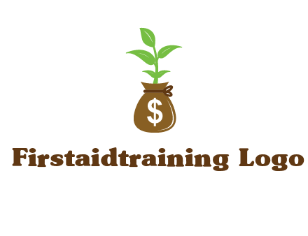 money bag with plant
