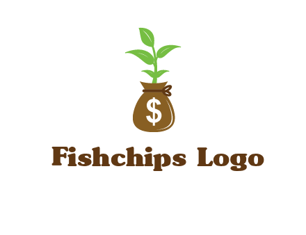 money bag with plant