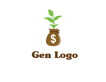 money bag with plant