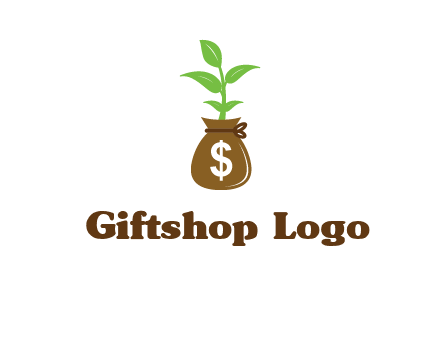 money bag with plant