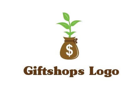 money bag with plant