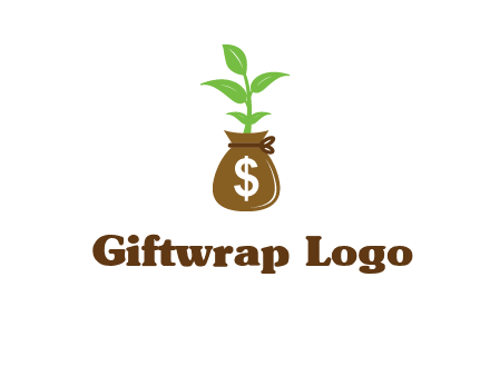 money bag with plant